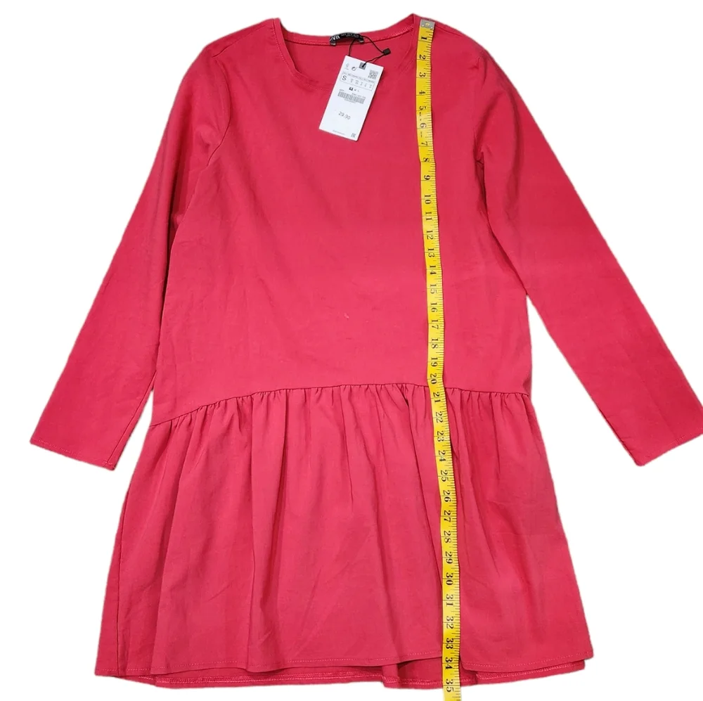 NWT Zara Voluminous Casual Pink Oversize Short Dress Size S